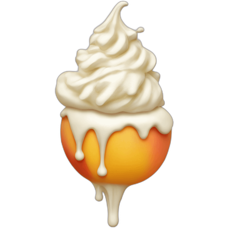 Peach with whipped cream on top dripping down  emoji