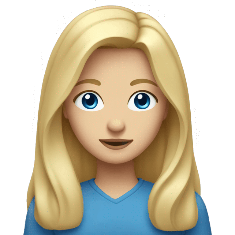 blonde girl with long hair middle round face and blue eyes  emoji