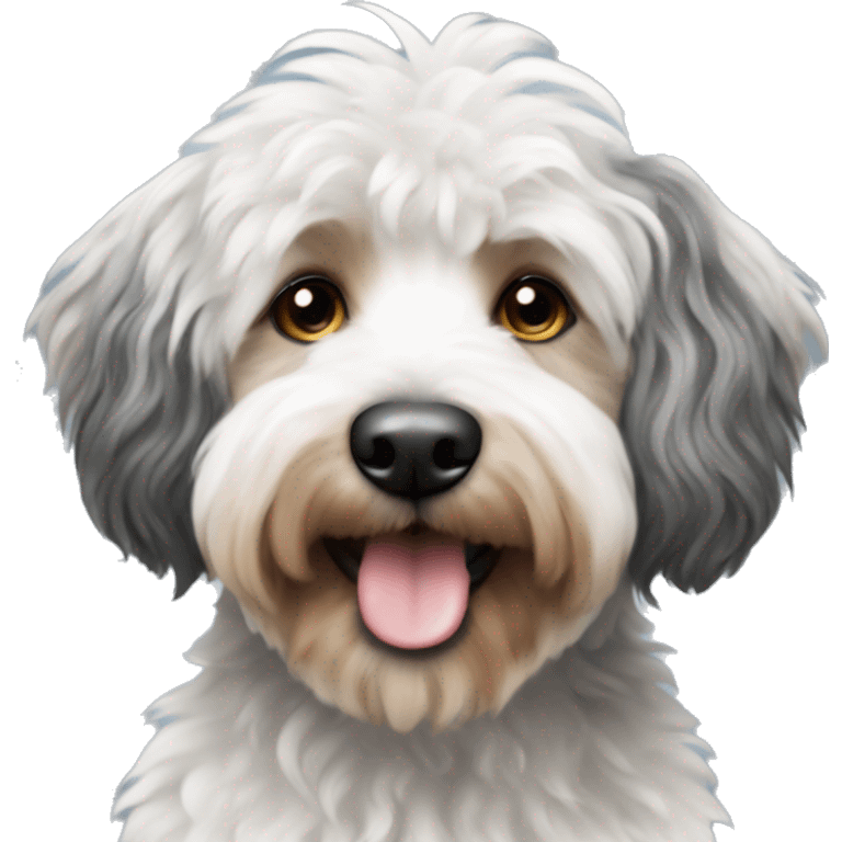 Aussidoodle with black and white hair  emoji