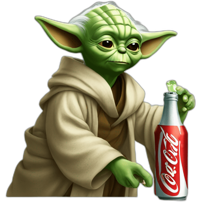 Yoda drinking coca cola emoji