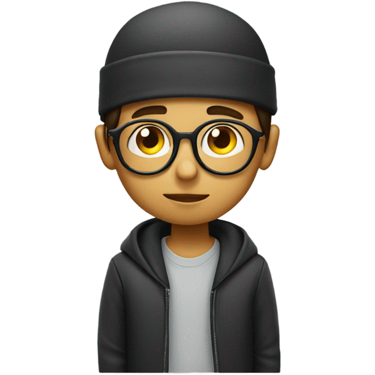 gazing boy with glasses and skullcaps  emoji