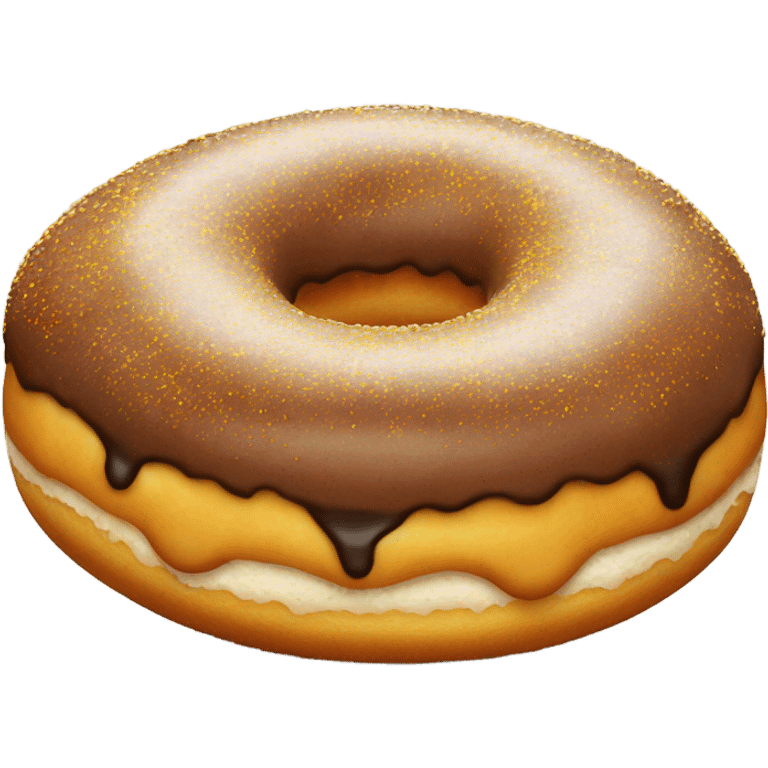 A donut with a head sticking out with a black middle part and freckles emoji