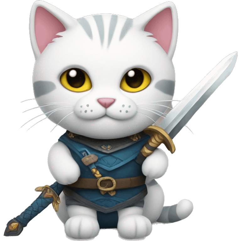 Cat plushie with a sword emoji