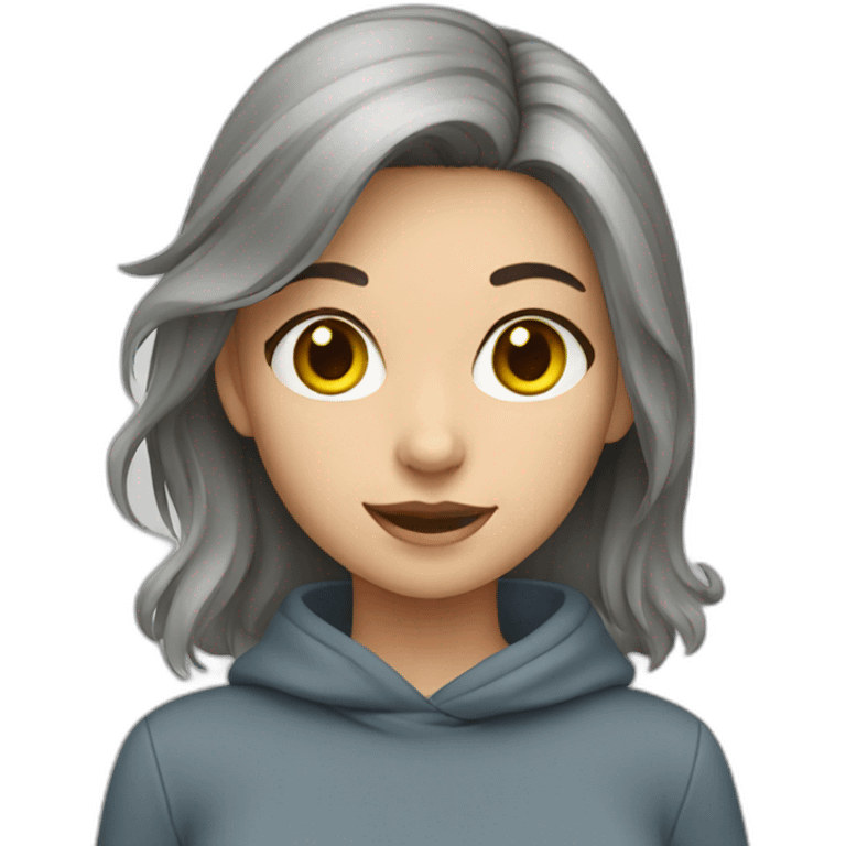 girl with grey cat emoji