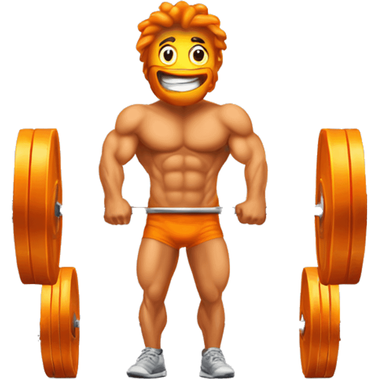 Could you create an Olympic barbell emoji for me, but instead of the usual weight plates, could you have a Cheeto on each side? It's meant to simulate a beginner's weight in a humorous way emoji