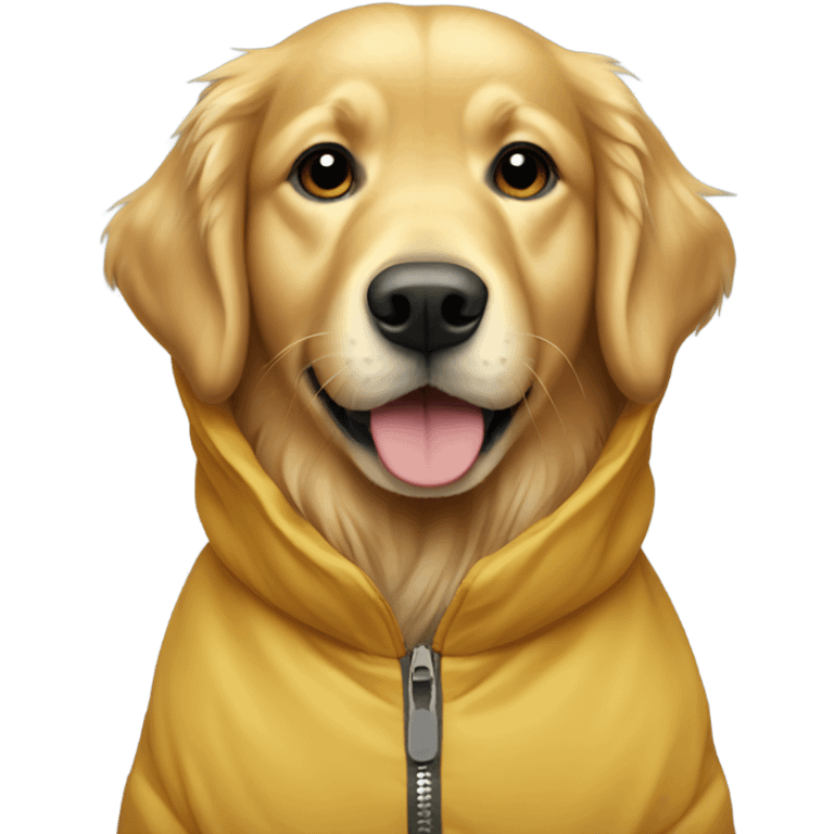 Golden retriever wearing a parka emoji