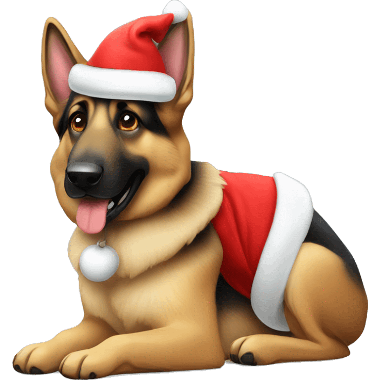 german shepherd with santa hat emoji