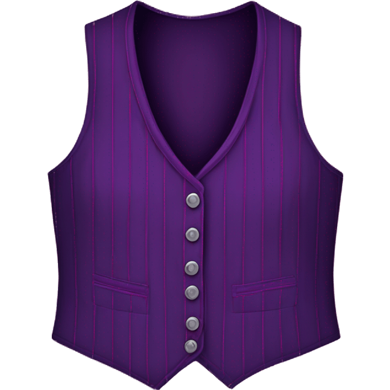 Realistic isolated dark purple and magenta pinstriped feminine fashion hater top vest. emoji