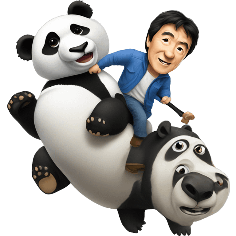 Jackie Chan riding on panda emoji