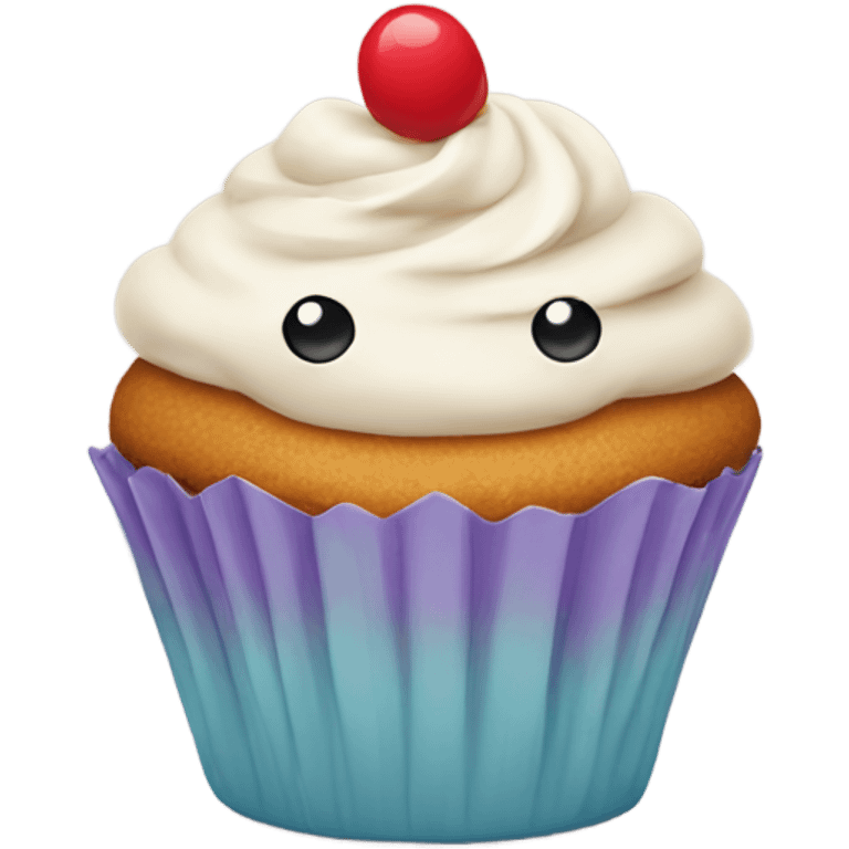 Cupcake with a face emoji