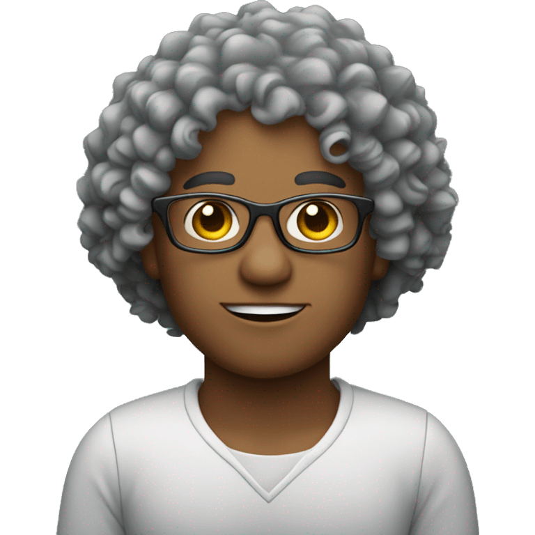 Person witn curly hair and glasses emoji