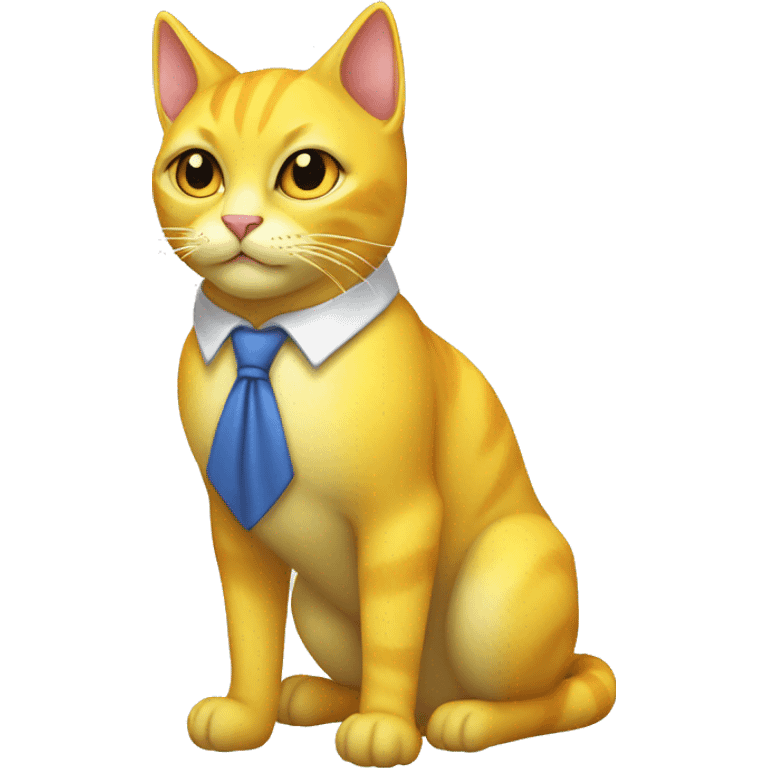 A yellow cat with white, tie, medieval shading, high sorcerer’s shoes emoji