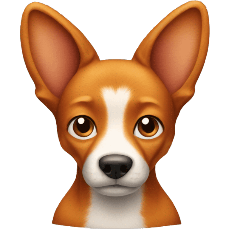 A ginger dog with big ears that looks like a fox emoji