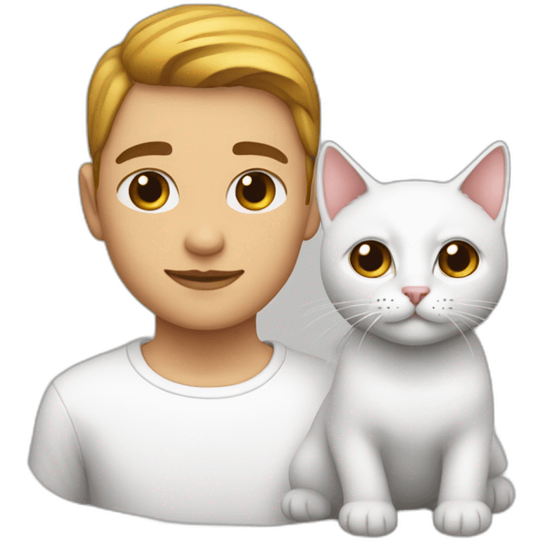 joven piel blanca con gato rayado emoji