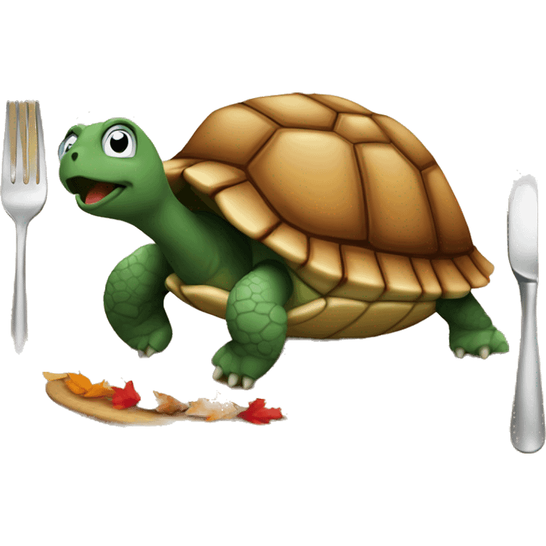 Turtle at thanksgiving dinner emoji