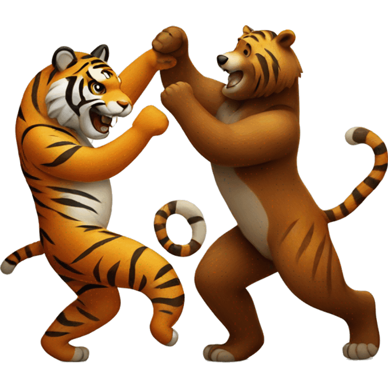 A tiger dancing with a bear emoji