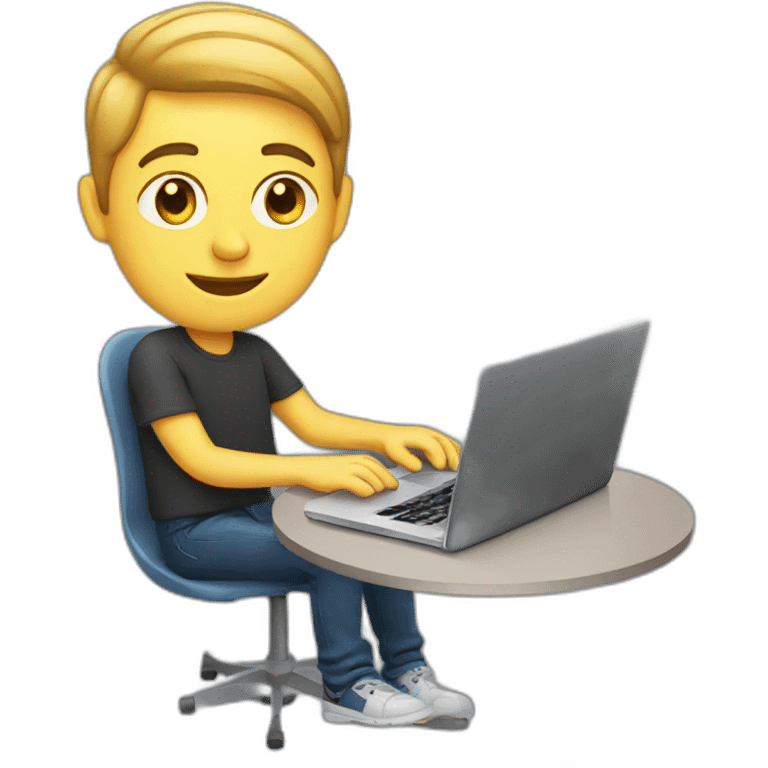 european guy using laptop emoji