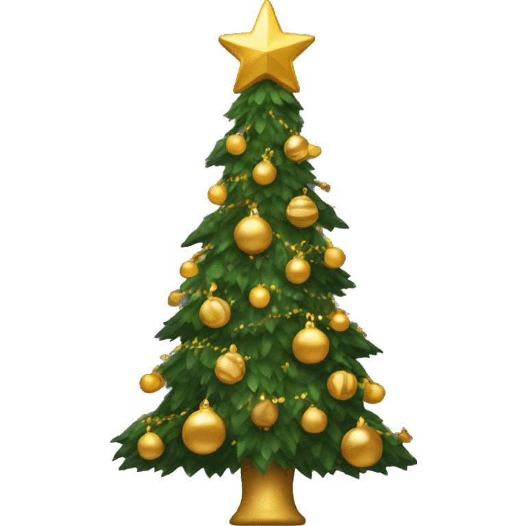 Christmas tree with gold decorations emoji