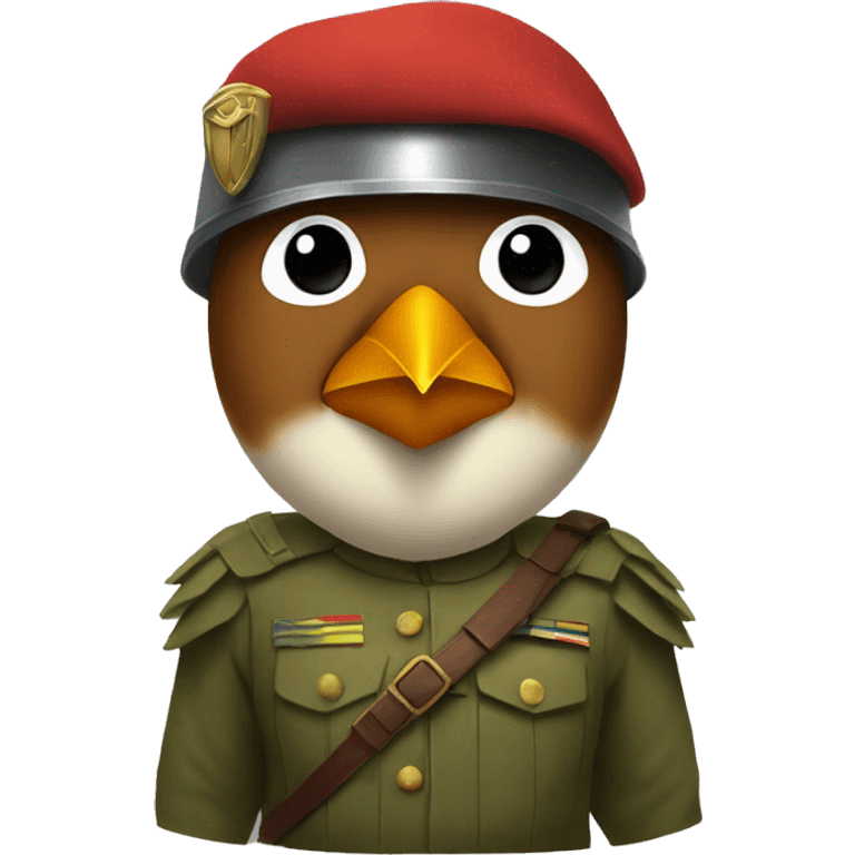 robin with a soldiers outfit and a helmet on emoji