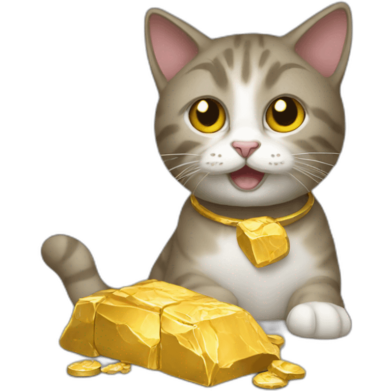 Cat eats gold emoji