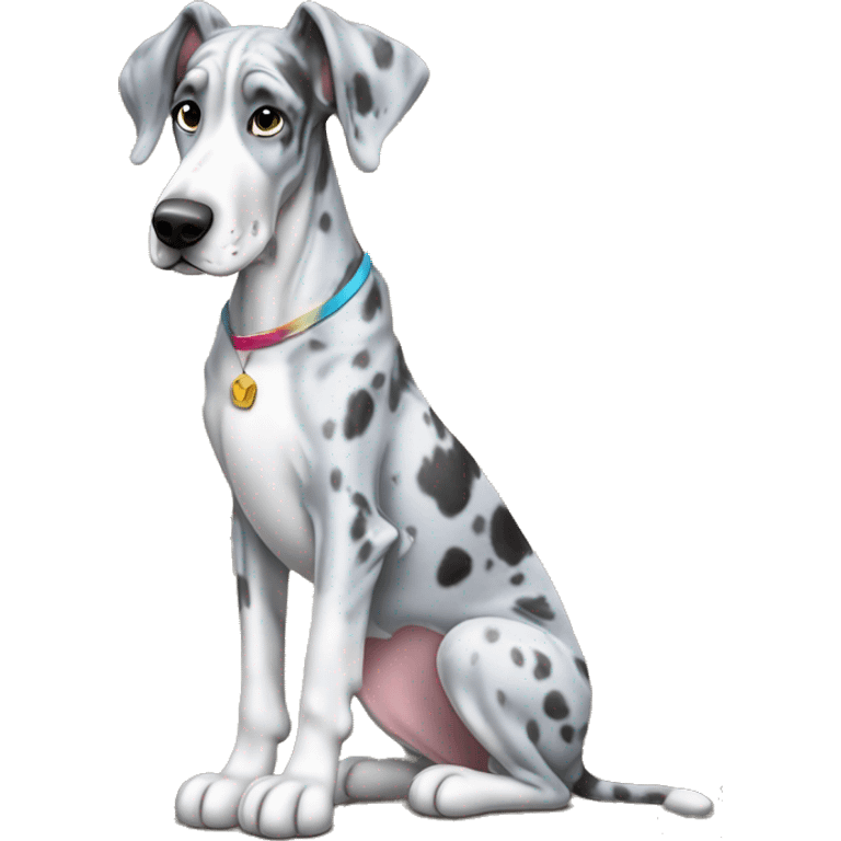 Blue Merle Great Dane with piano emoji