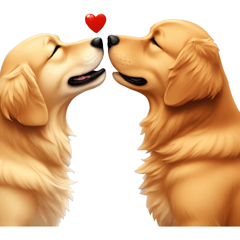 Golden Retriever kiss a little bear emoji