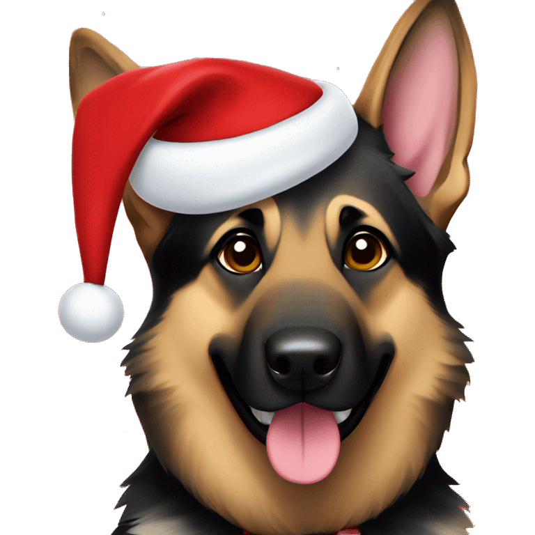 German shepherd dressed like Santa emoji