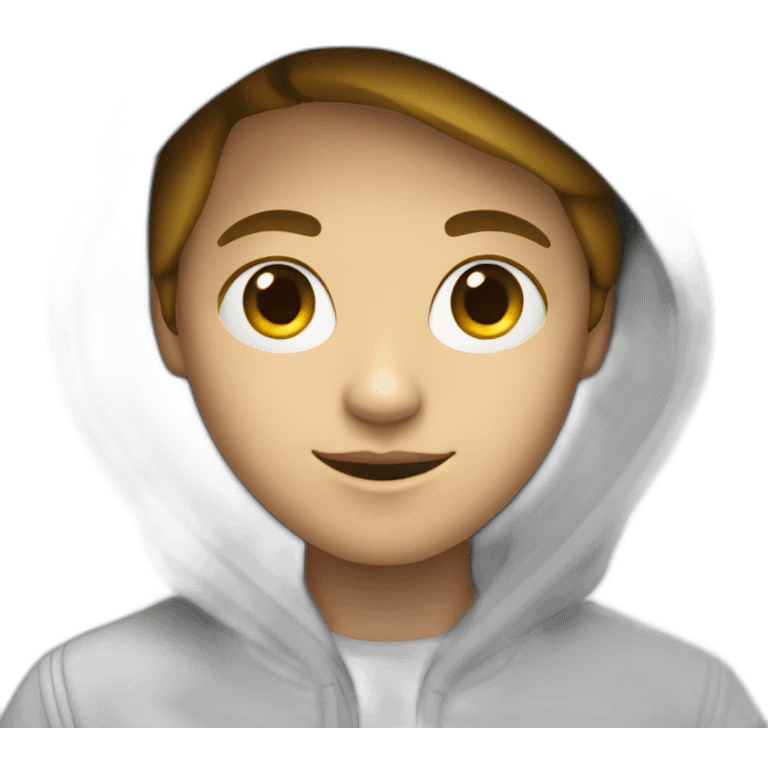 White skin developer with a hoodie coding on the macbook emoji