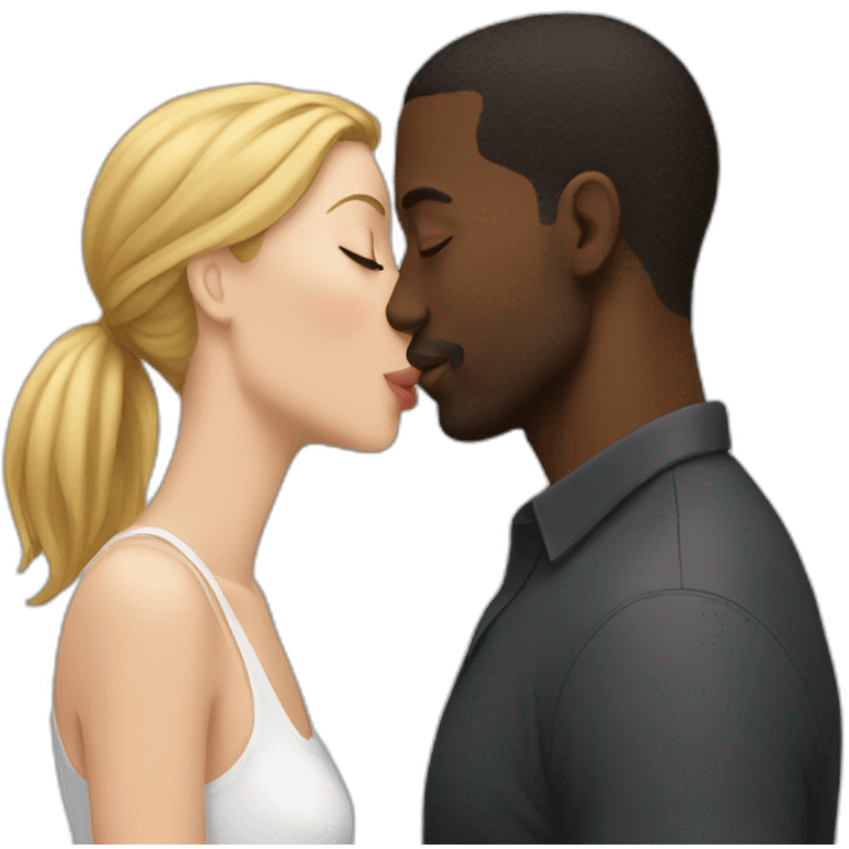 black man kissing a white women emoji