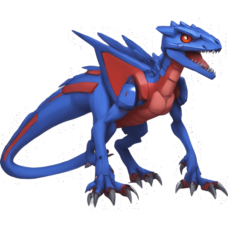  Cool Edgy Red Blue Digimon-Fakemon-Guilmon-Velociraptor-Dragon-Mecha full body emoji