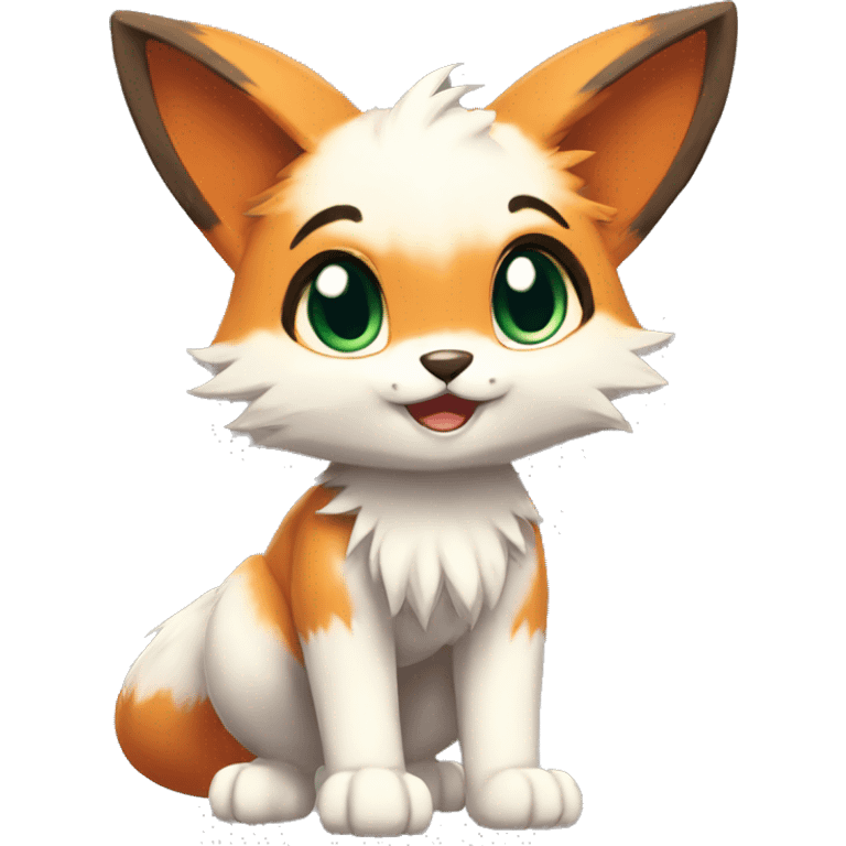 a anthro fur-sona chibi-style cat-fox-Fakémon-hybrid full body emoji