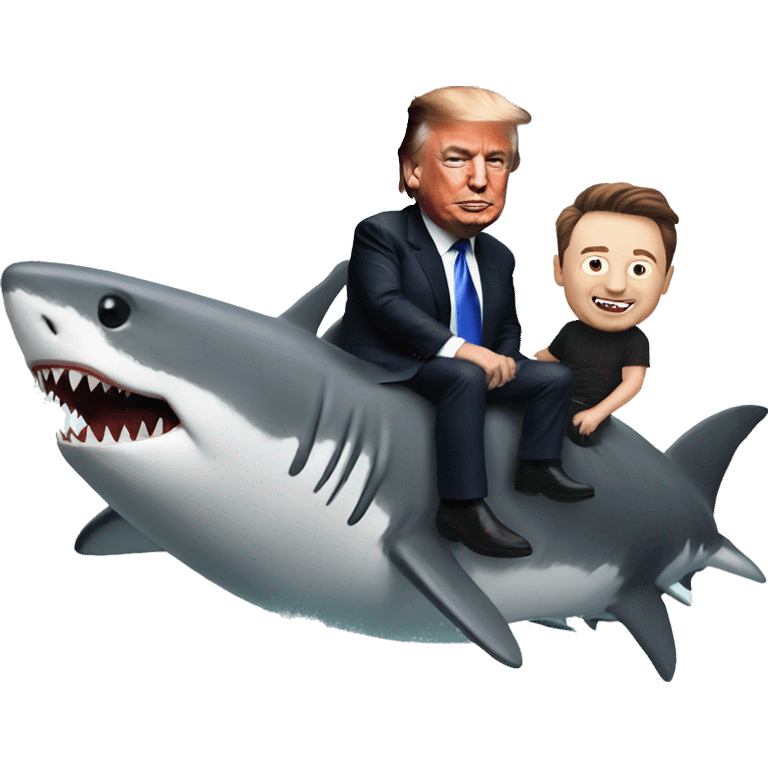 Donald Trump riding a shark and elon musk emoji