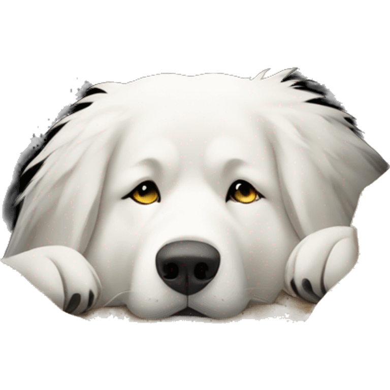 Great Pyrenees lying in a hole emoji