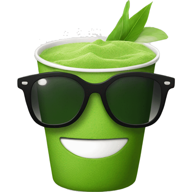 Matcha with sunglasses emoji