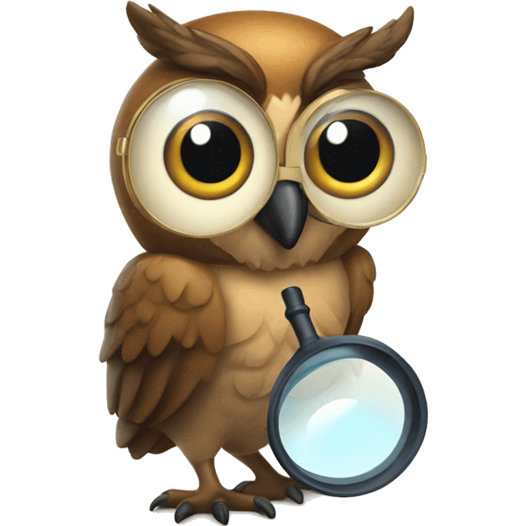 curious owl using a magnifying glass emoji