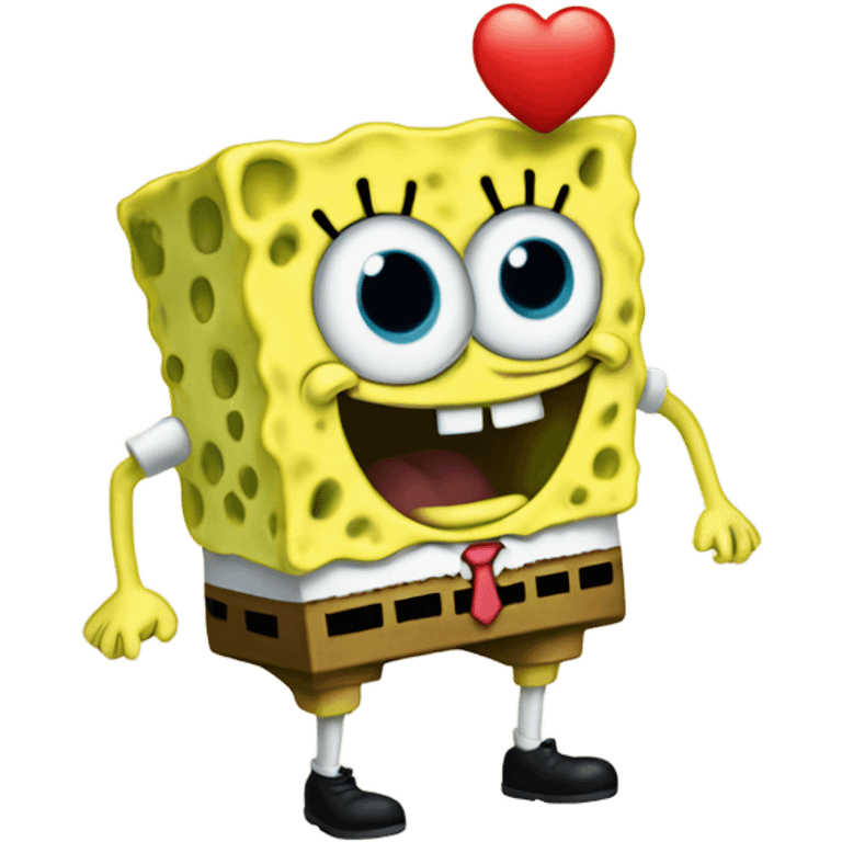 SpongeBob with a heart emoji