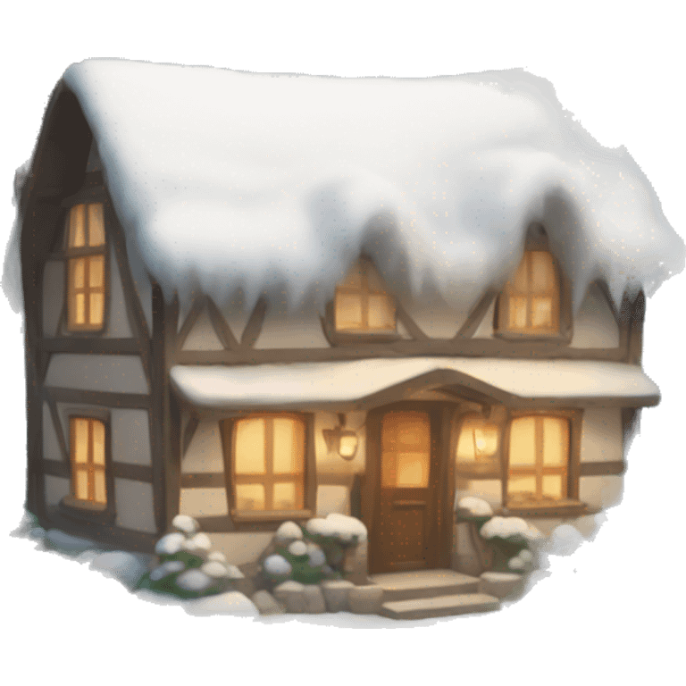 snowy cottage emoji