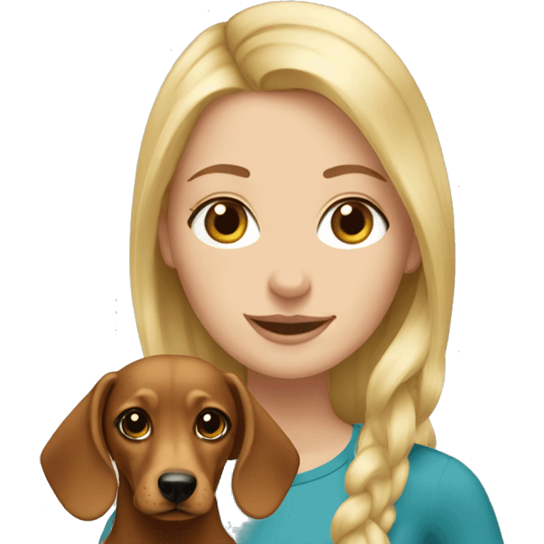 blonde white girl with dachshund emoji