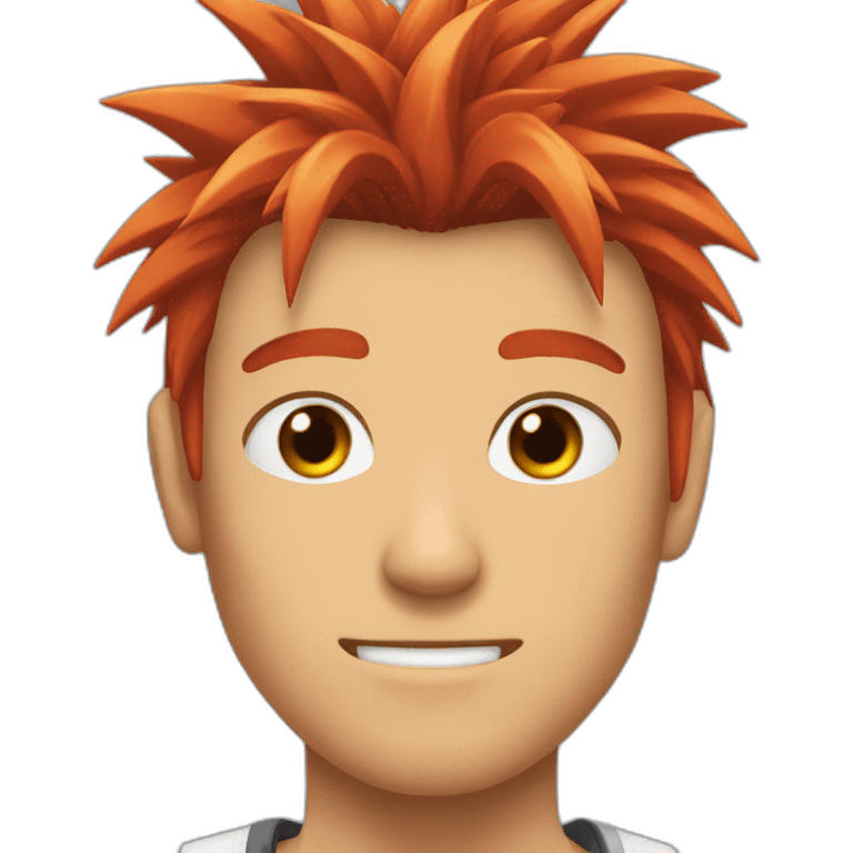 japanese-red-spiked-haired-guy, scar-in-his-eye emoji