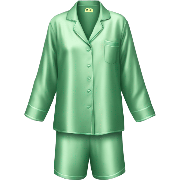 green silk pyjamas set emoji