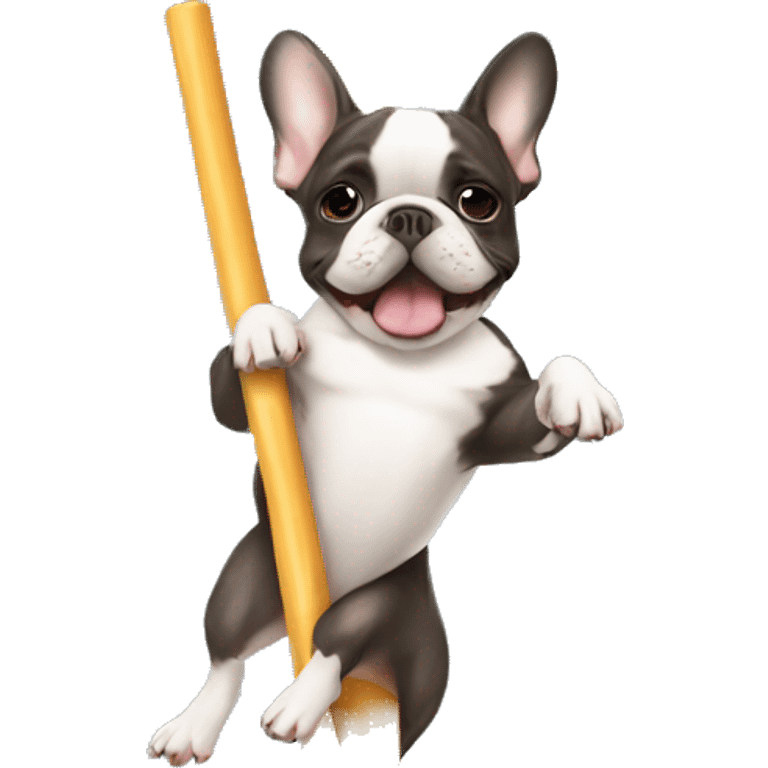 French bulldog sliding down a pole emoji