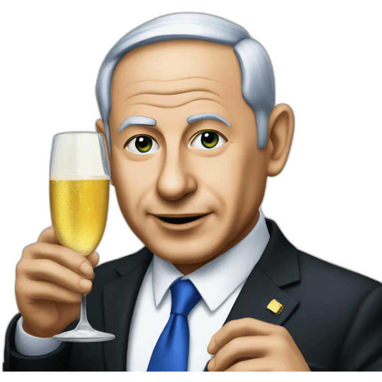 Netanyahu drinks champagne emoji