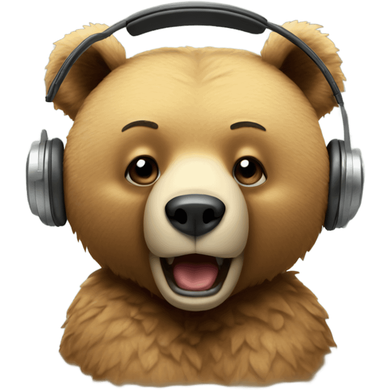 A bear with headphones on and a joint in its mouth  emoji