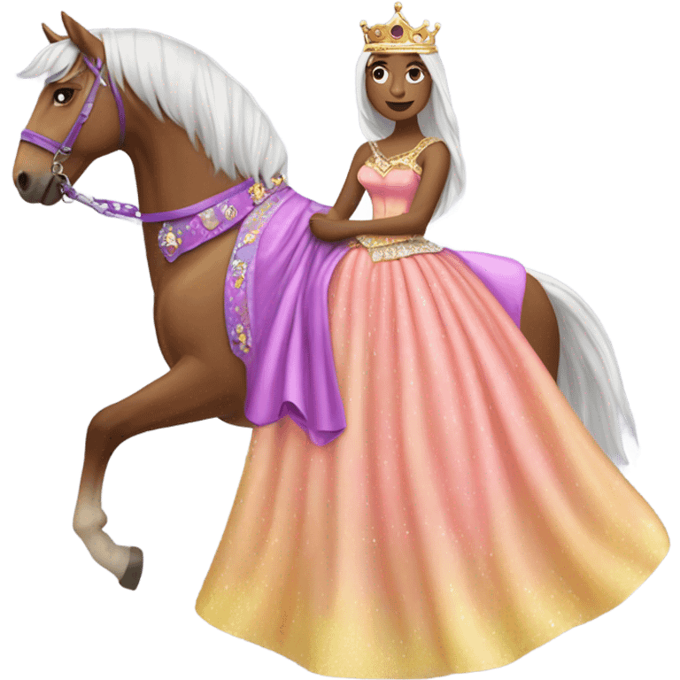 Horse wearing a princess dress and crown emoji