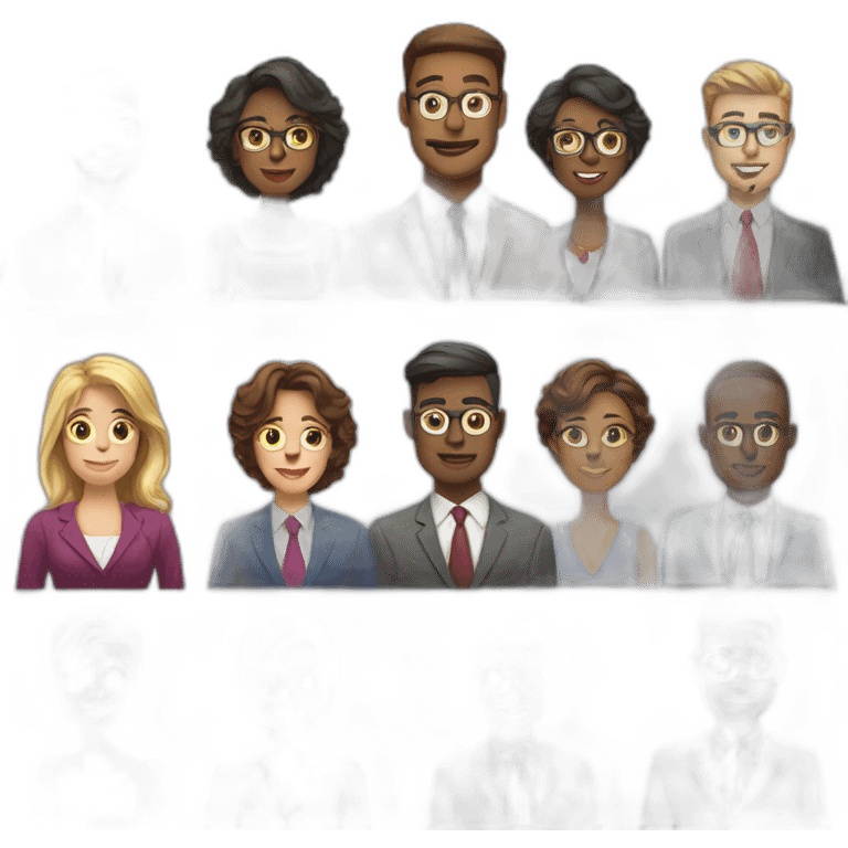 Team of IT and business professionals dressed for competition in a book club emoji