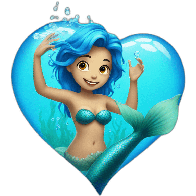 Blue heart with Mermaid emoji