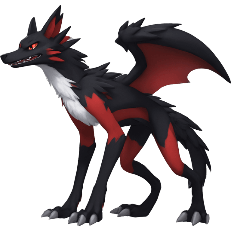 Anthro cool edgy black red nargacuga sergal animal hybrid Fakemon full body emoji