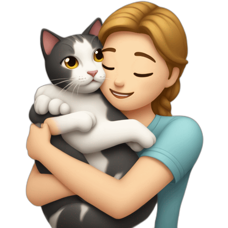 Cat hugging her owner emoji