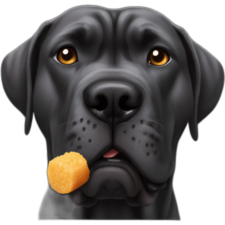 the cane corso dog licks itself after eating food emoji