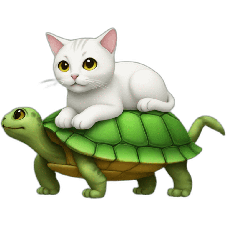 Cat on turtle emoji